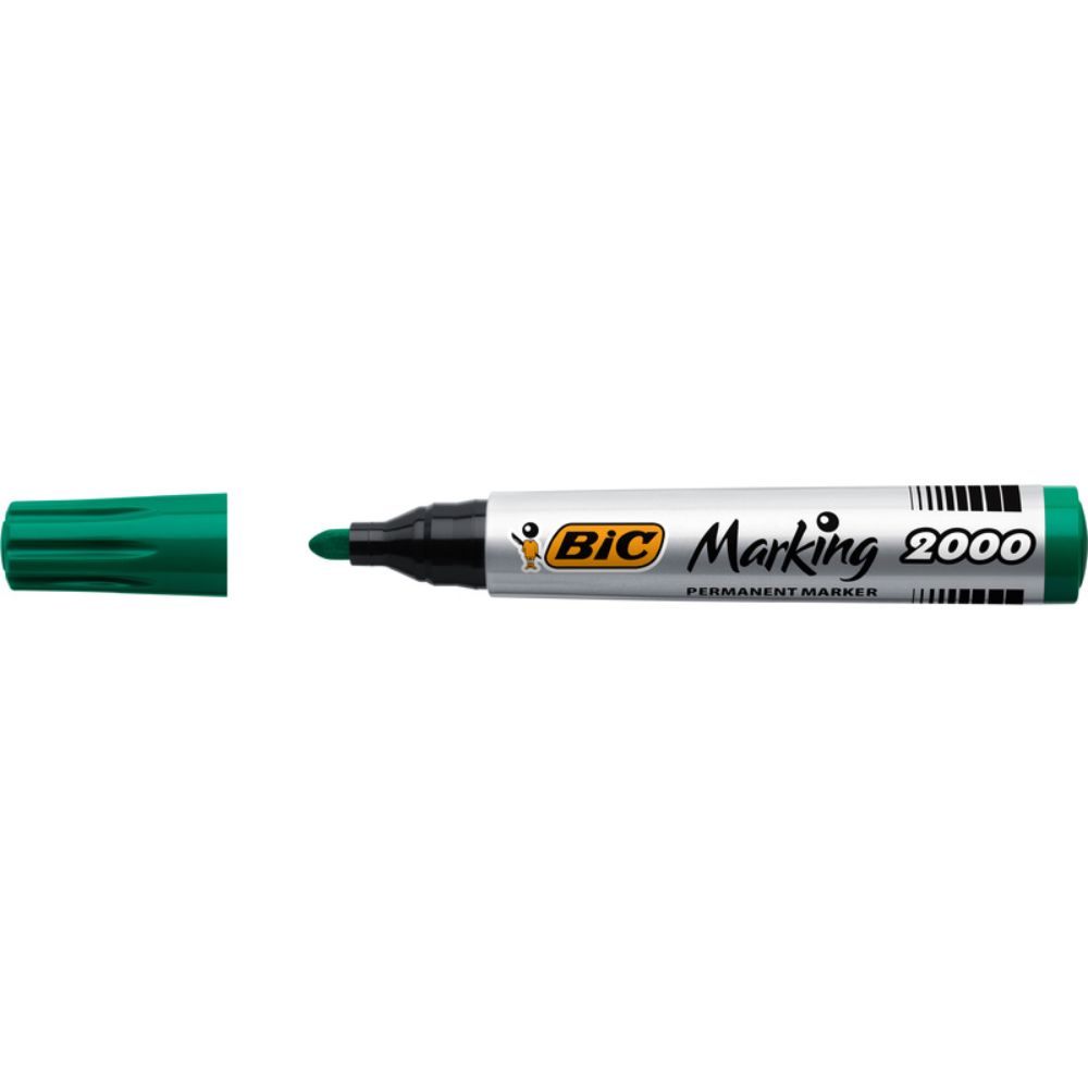Marker Permanent BIC 2000, Varf Rotund de 1.7 mm, Cerneala Verde pe Baza de Alcool, Markere Permanente cu Varf Rotund, Marker Permanent Verde, Marker Permanent cu Cerneala Verde, Marker Permanent, Marker Permanent cu Cerneala Verde