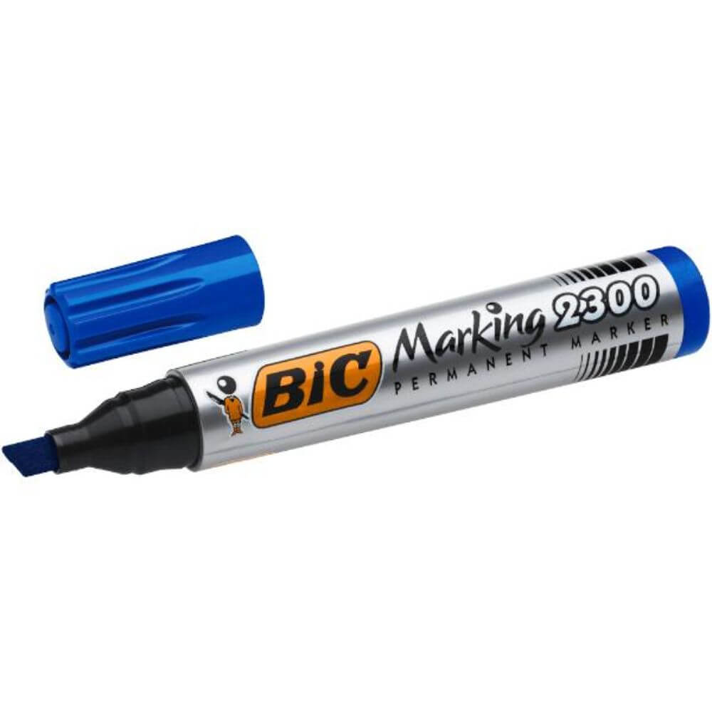 Marker Permanent BIC 2300, Varf Tesit de 3-5 mm, Cerneala Albastra pe Baza de Alcool, Markere Permanente cu Varf Tesit, Marker Permanent Albastru, Marker Permanent cu Cerneala Albastra, Marker Permanent, Marker Permanent cu Cerneala Albastra
