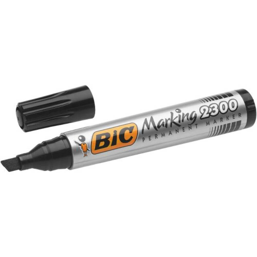 Marker Permanent BIC 2300, Varf Tesit de 3-5 mm, Cerneala Neagra pe Baza de Alcool, Markere Permanente cu Varf Tesit, Marker Negru, Markere Negre, Marker cu Cerneala Neagra, Marker Permanent, Marker Permanent Negru, Marker cu Cerneala Neagra