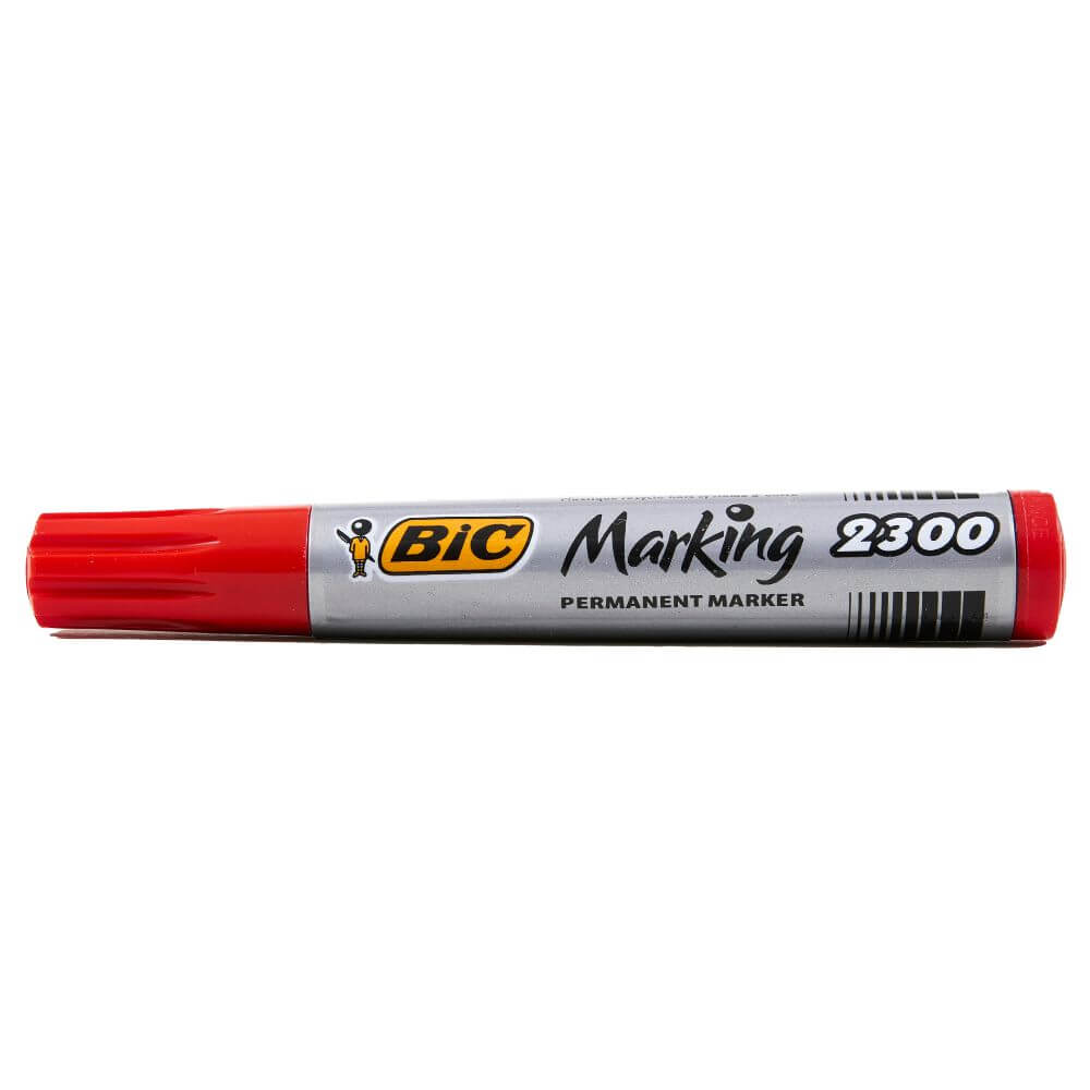 Marker Permanent BIC 2300, Varf Tesit de 3-5 mm, Cerneala Rosie pe Baza de Alcool, Markere Permanente cu Varf tesit, Marker Rosu, Markere Rosii, Marker cu Cerneala Rosie, Marker Permanent, Marker Permanent Rosu, Marker cu Cerneala Rosie