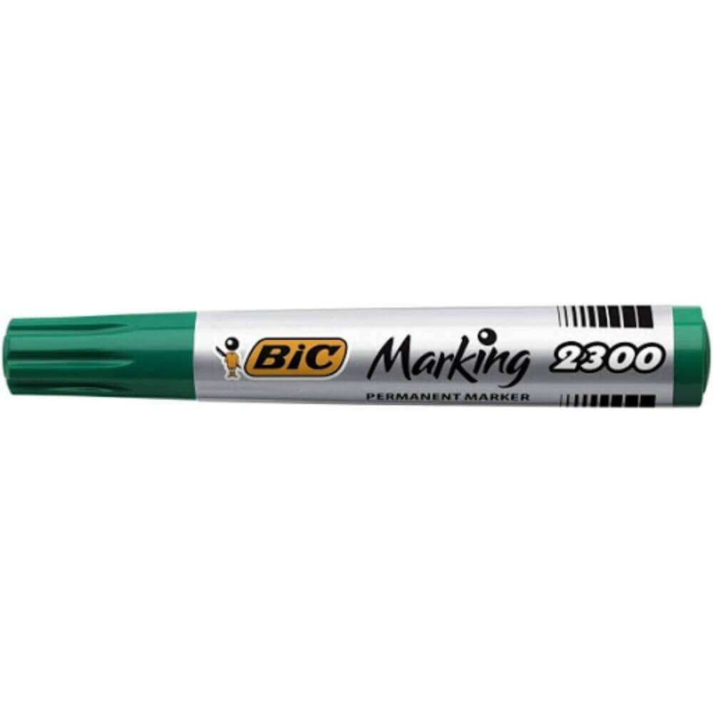 Marker Permanent BIC 2300, Varf Tesit de 3-5 mm, Cerneala Verde pe Baza de Alcool, Markere Permanente cu Varf Tesit, Marker Permanent Verde, Marker Permanent cu Cerneala Verde, Marker Permanent, Marker Permanent cu Cerneala Verde