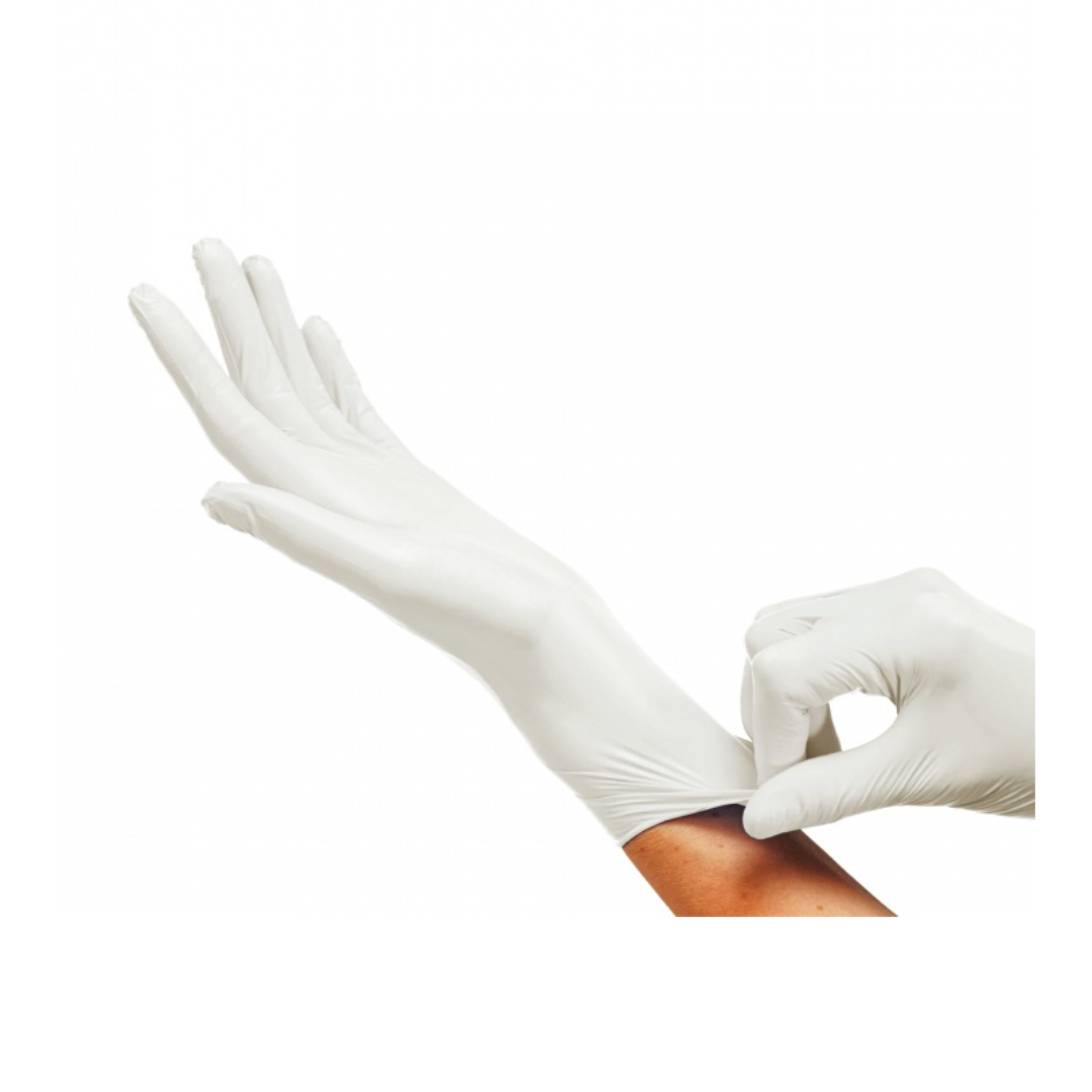 Manusi Latex Maxter, Pudrate, Unica Folosinta, 100 Buc/cutie - Albe - Marime L