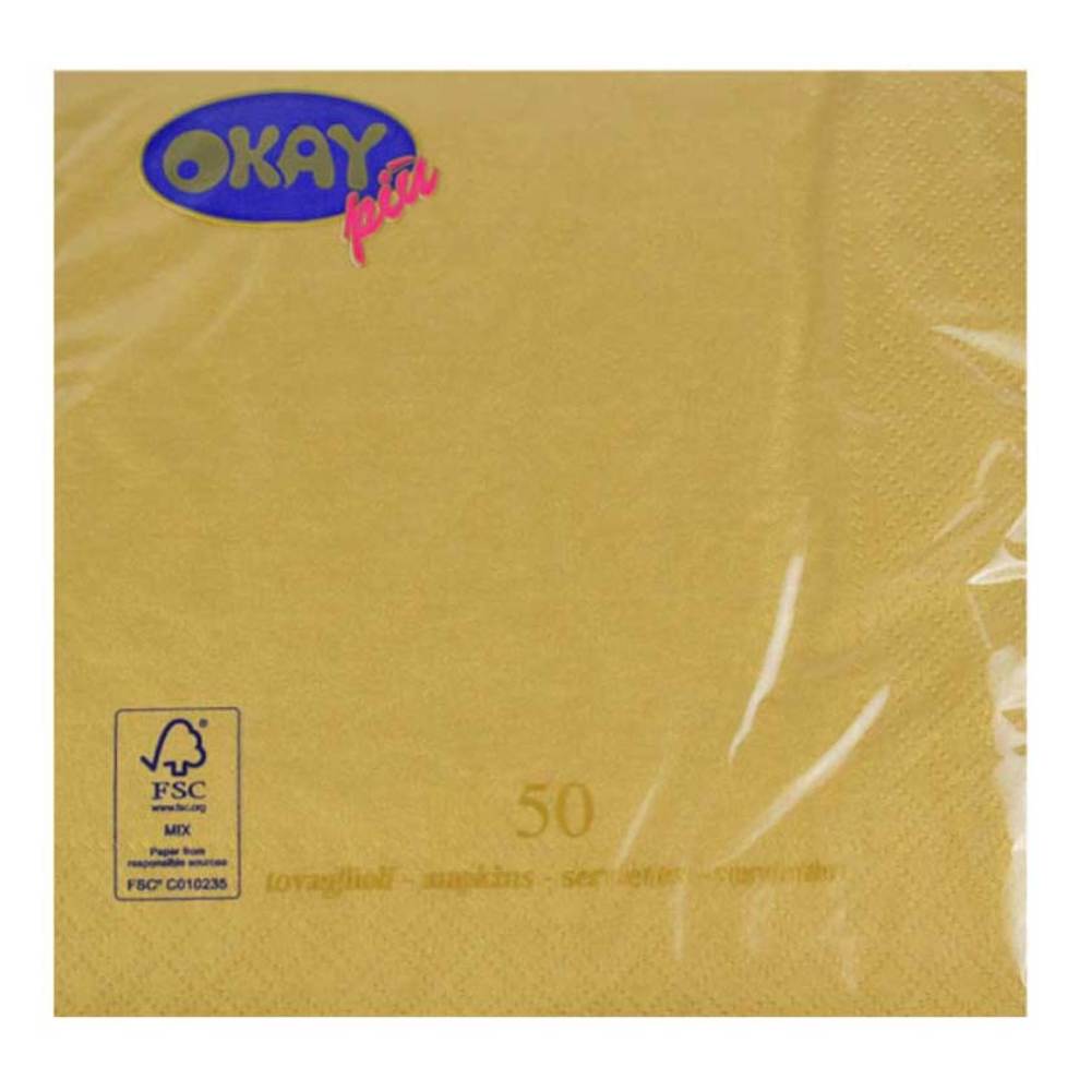 Servetele Okay Oro, Culoare Aurii, Dimensiune 33x33 cm, 2 Straturi, 50 Foi/Pachet