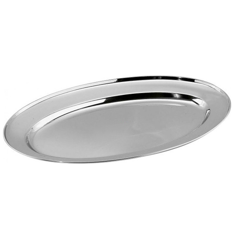 Tava Din Inox Ovala, Diametru 30 Cm, Culoare Argintiu
