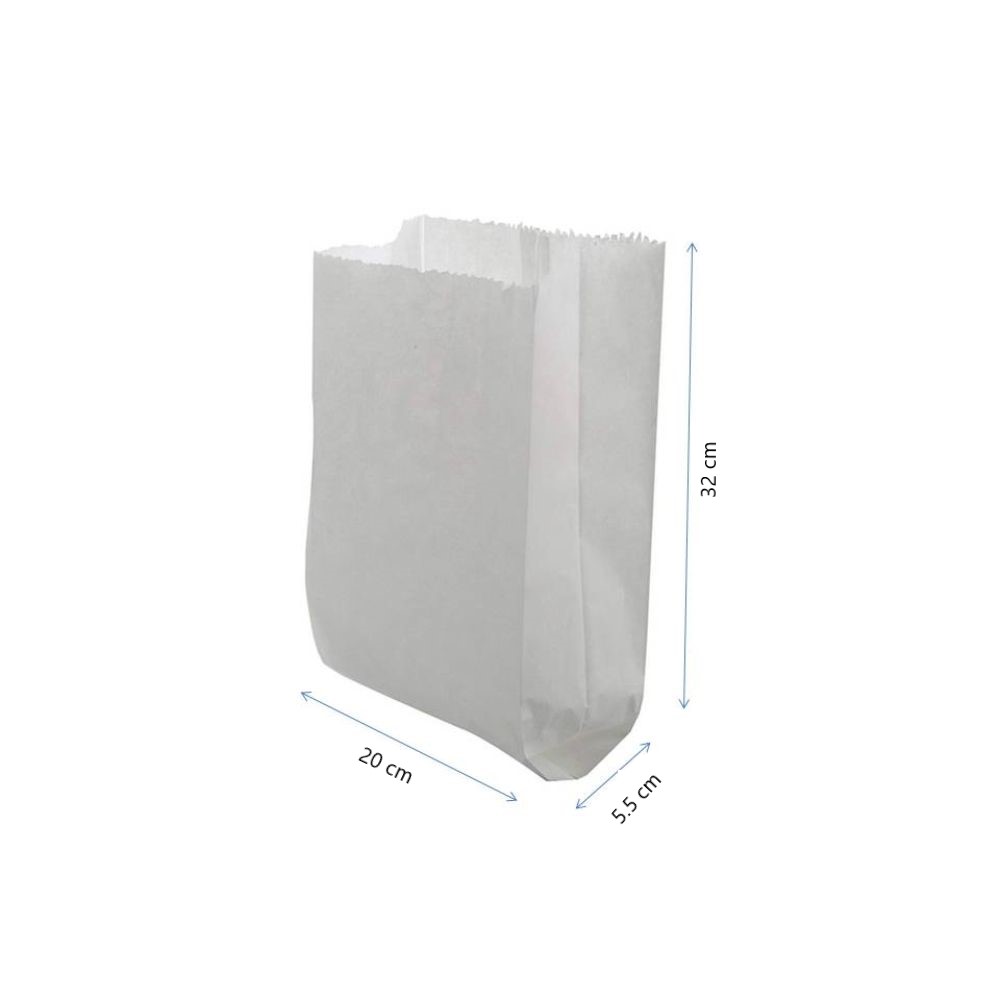Pungi din Hartie Kraft Alba, Dimensiune 20x5.5x32 cm, 425 Buc/Bax - Ambalaje din Hartie