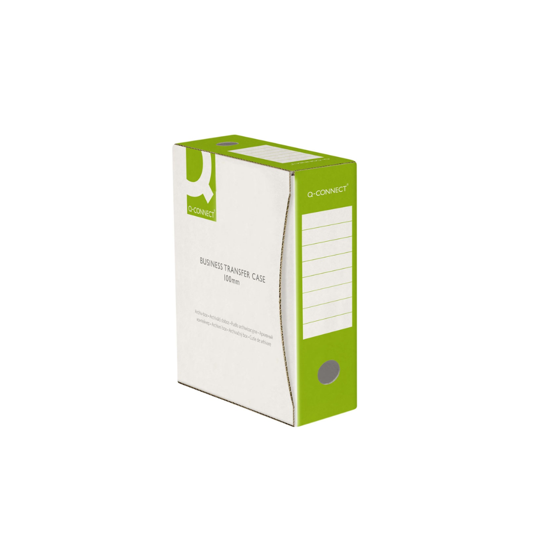 Cutie Arhivare 100mm, 100x339x298mm, Carton 400gsm, Q-connect - Alb/verde
