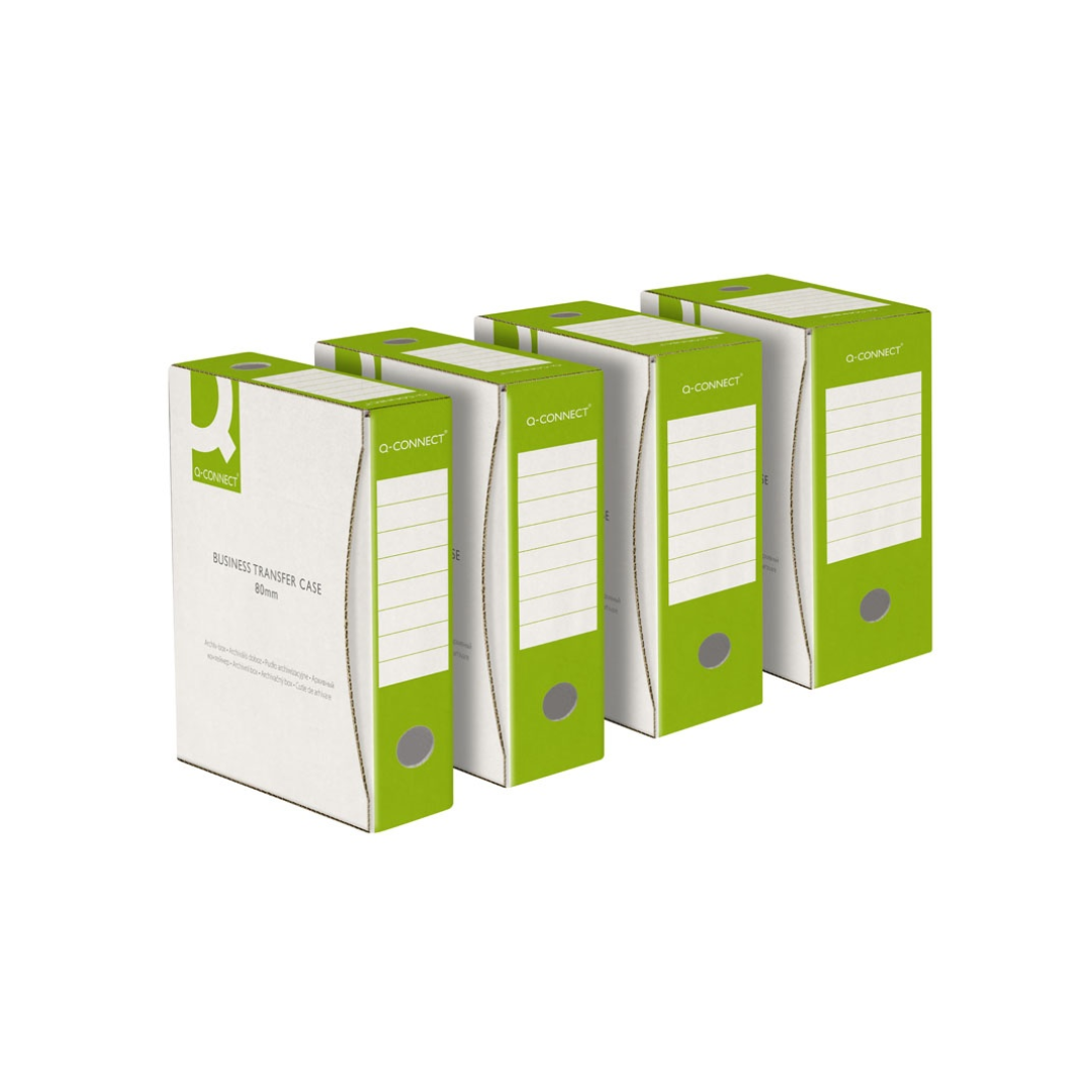 Cutie Arhivare 100mm, 100x339x298mm, Carton 400gsm, Q-connect - Alb/verde