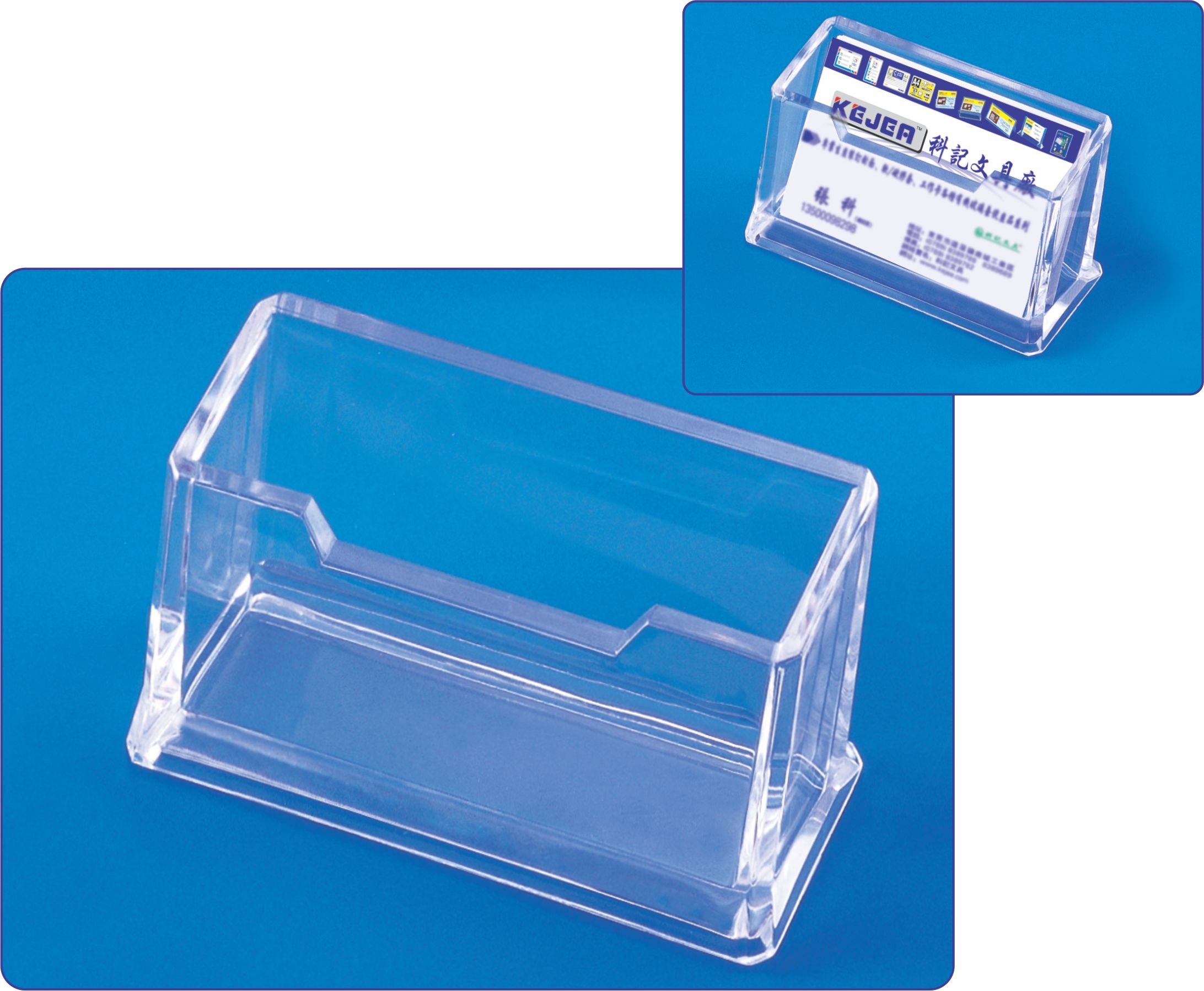 Suport Plastic Pentru 1 Set Carti De Vizita, Pentru Birou, Kejea - Transparent