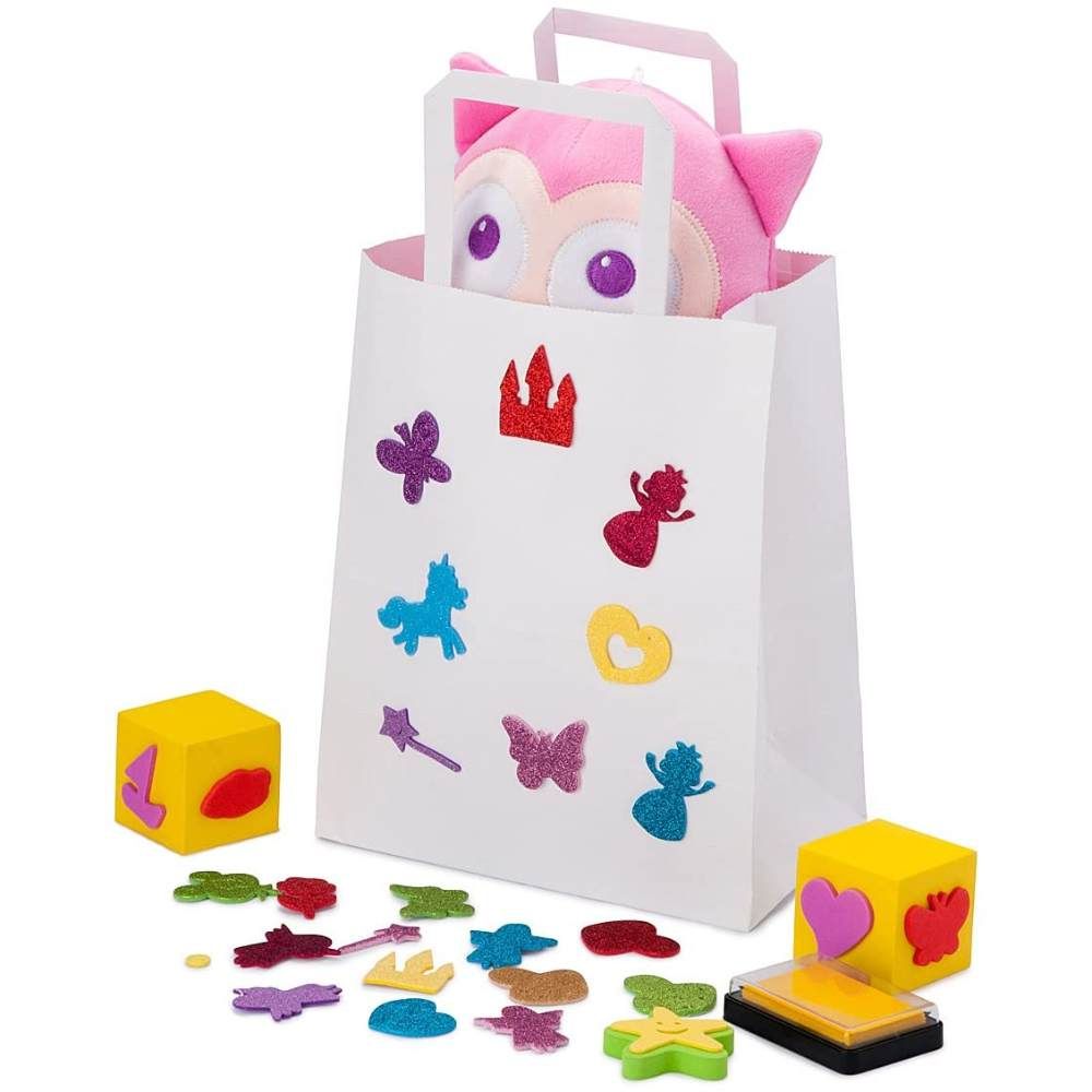 Set 100 de Sacose Albe cu Maner din Banda, 270x160x290 mm, Hartie Kraft Albit 80 g