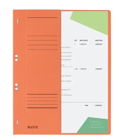 Dosar Cu Sina Leitz 1/2, Carton, A4, Cu Capse, 170 Coli, Orange