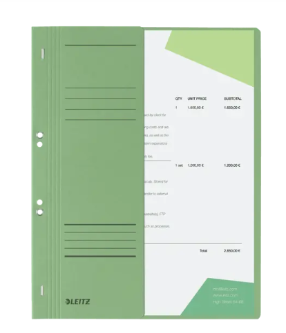 Dosar Cu Sina Leitz 1/2, Carton, A4, Cu Capse, 170 Coli, Verde