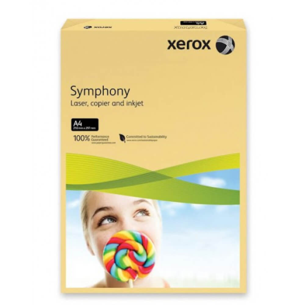 Carton Copiator A4 Xerox Symphony, Galben Mid, 250 Coli/Top, 160 g/mÂ², Carton, Carton pentru Birou, Copiator Carton, Carton A4, Carton Xerox, Carton Copiator A4, Carton Imprimanta, Carton de Imprimanta, Carton pentru Imprimanta