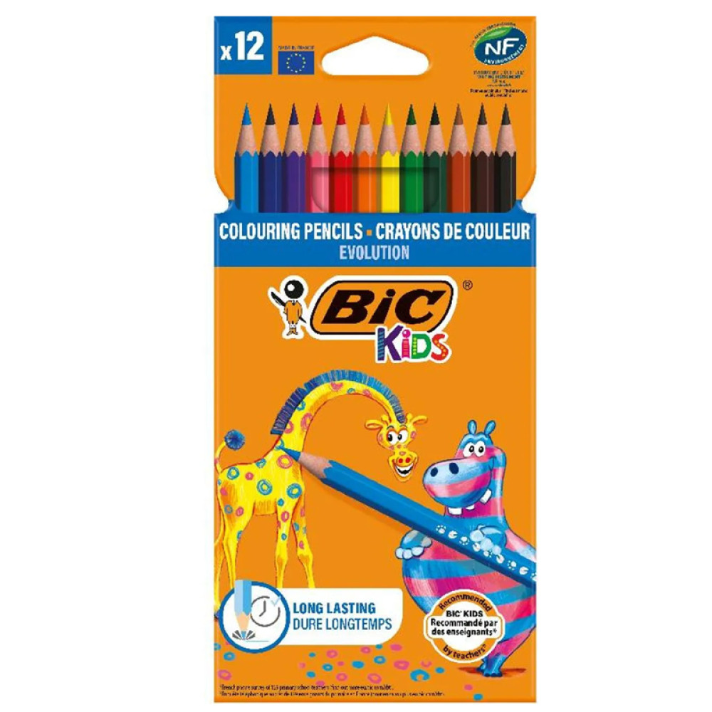 Creioane Colorate 12 Culori Evolution Bic