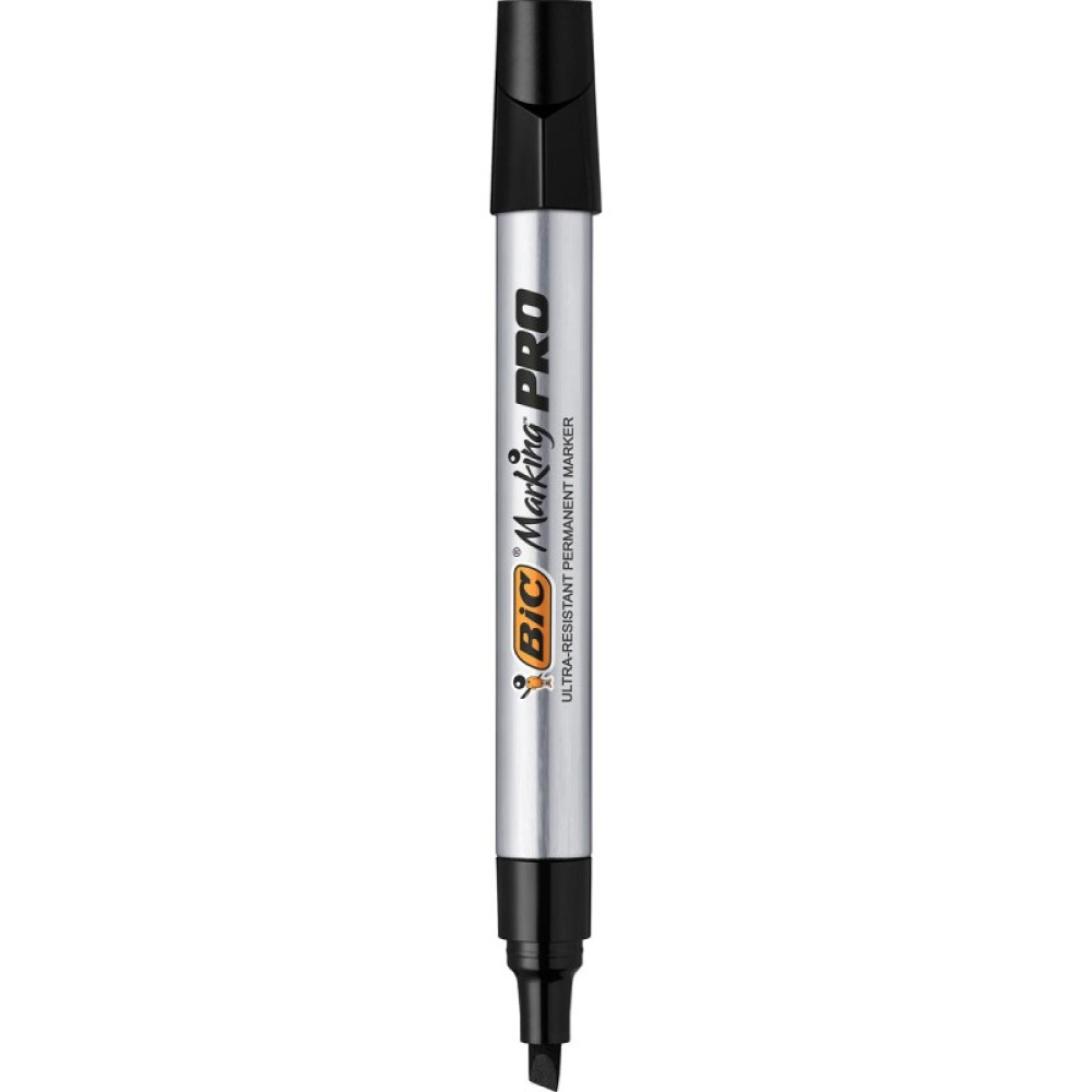 Marker Permanent Negru Varf Tesit Pro Industrial Bic Marker Permanent Negru Varf Tesit Pro Industrial Bic