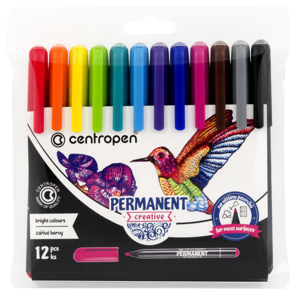 Markere Permanente Creative Slim 12/set Centropen Markere Permanente Creative Slim 12/set Centropen