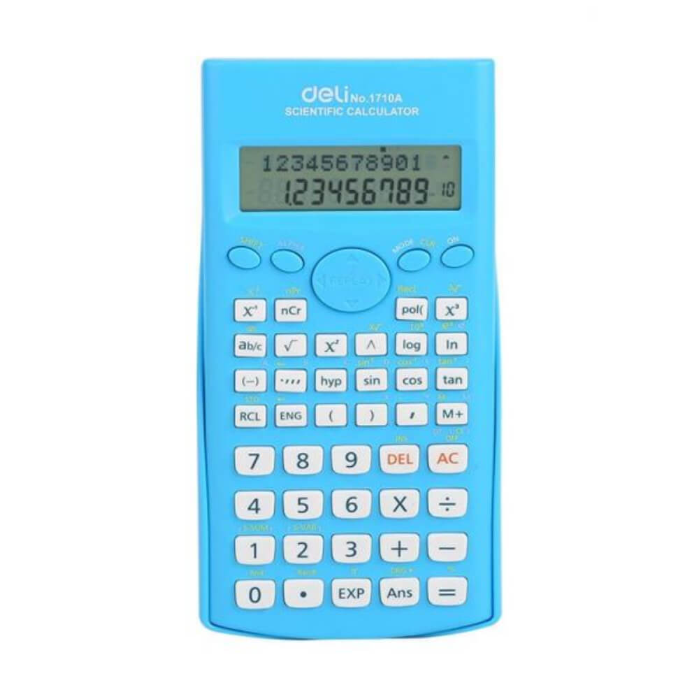 Calculator Stiintific Deli 1710A, 12 Digits, Albastru Deschis, 240F, Alimentare Baterie, Calculator Stiintific 12 Digits, Calculator Portabil Stiintific, Calculator Portabil Profesionist, Calculator de Birou Profesionist