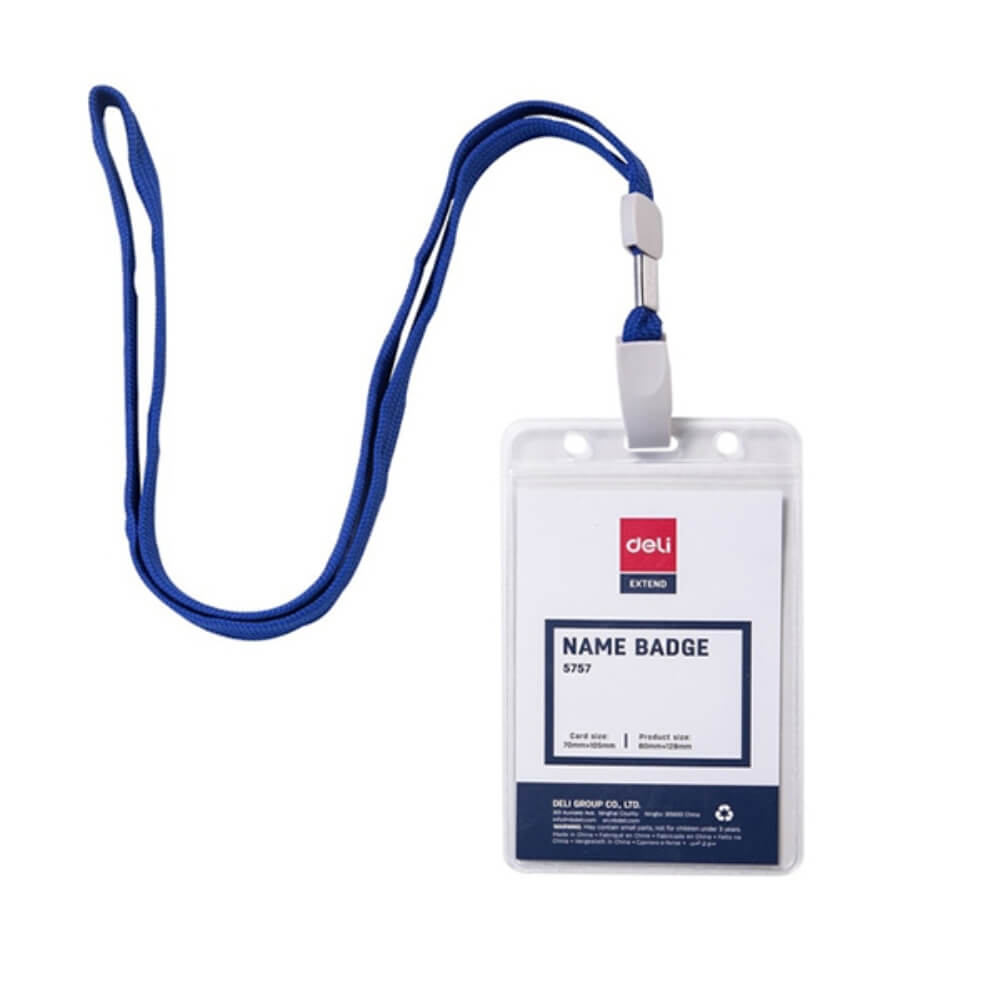 Ecuson Vertical cu Clips Deli, 68x95 mm, Snur Textil, Ecuson Vertical, Ecuson Deli, Ecuson Vertical Deli, Ecuson cu Snur, Ecuson cu Snur Textil, Ecuson cu Snur Deli, Ecuson cu Clips Deli, Ecuson Vertical