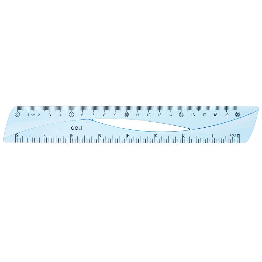 RIGLA 20CM ALBASTRA TRANSPARENTA DELI