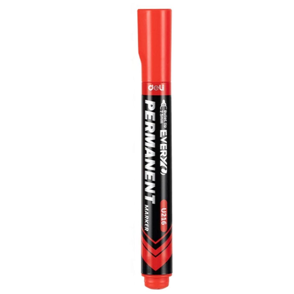 MARKER PERMANENT ROSU VARF ROTUND 2.5MM DELI MARKER PERMANENT ROSU VARF ROTUND 2.5MM DELI