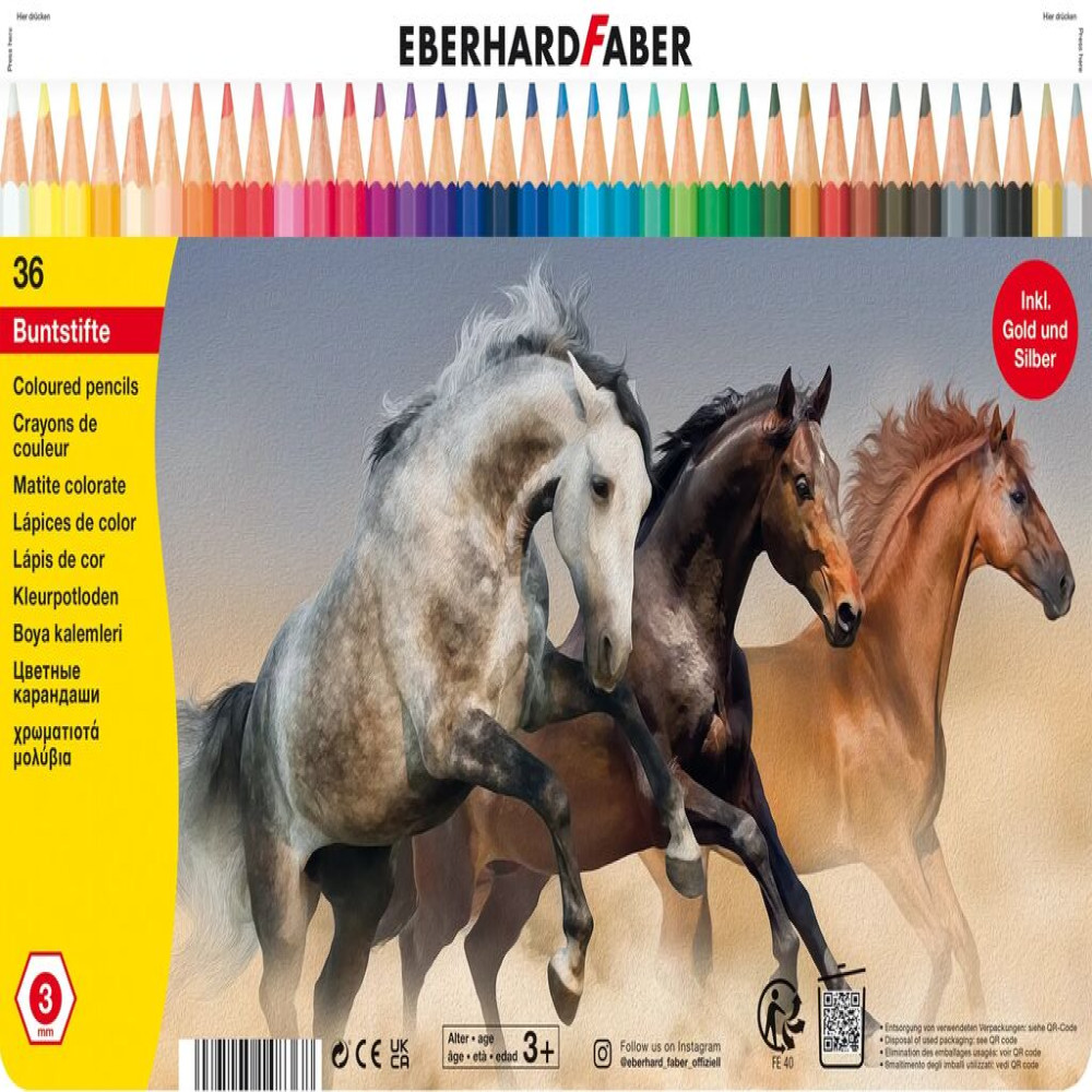 Creioane Colorate 36 Culori Cutie Metal Eberhard Faber