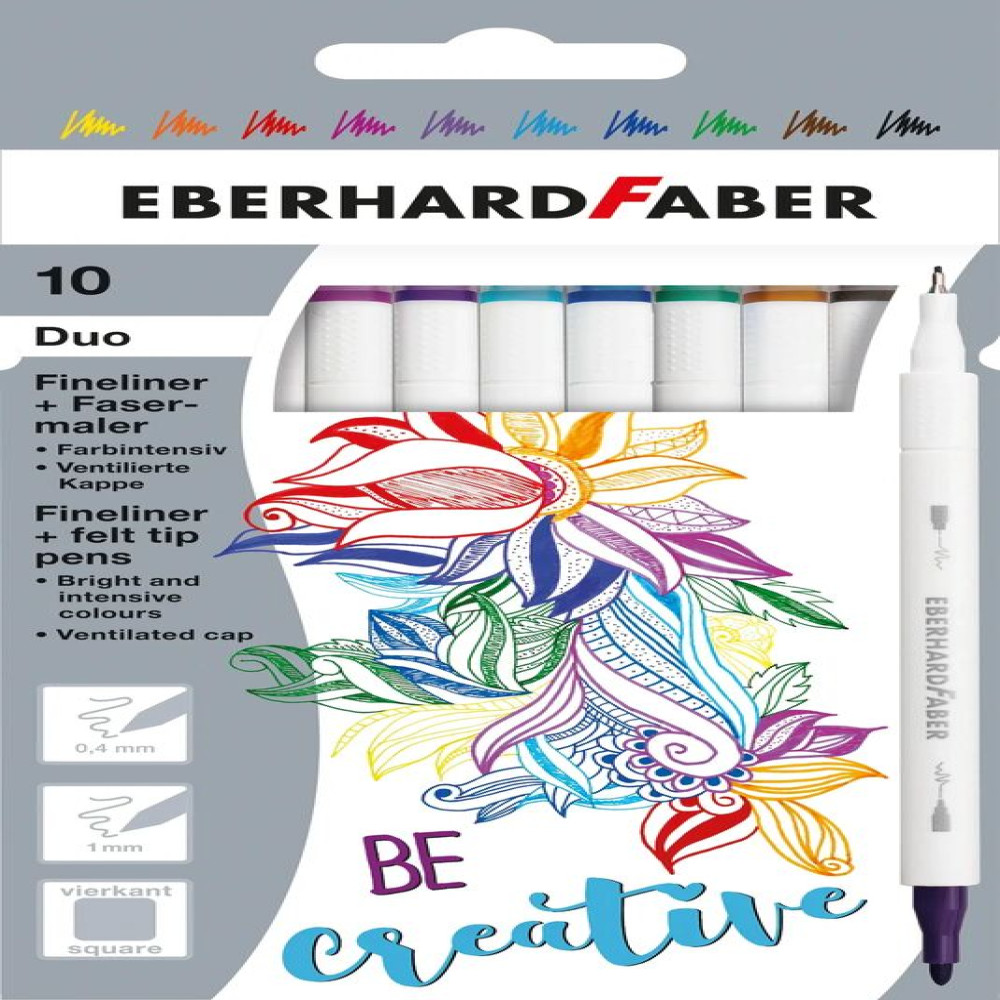 Carioci 10 Culori 2 Capete (carioca+liner) Eberhard Faber Carioci 10 Culori 2 Capete (carioca+liner) Eberhard Faber