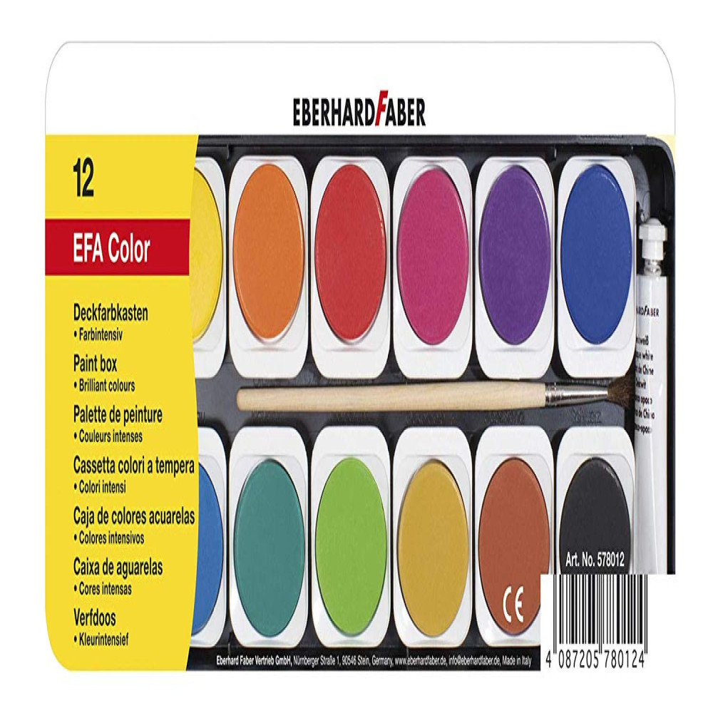 Acuarele 12 Culori Detasabile + Pensula+tub Alb Eberhard Faber