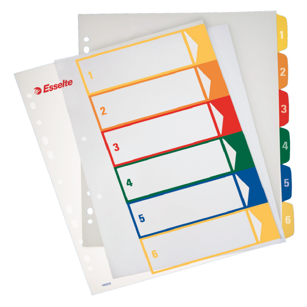 Separatoare Index Plastic 1-6 Imprimabil Esselte