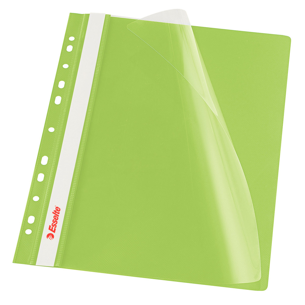 Dosar Plastic Cu Sina Si Multiperforatii Verde 10/set Esselte