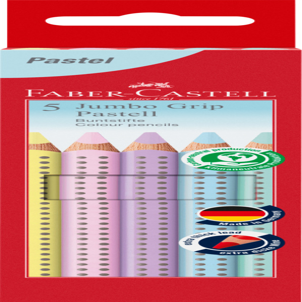 Creioane Colorate 5 Culori Pastel Jumbo Grip Faber-castell