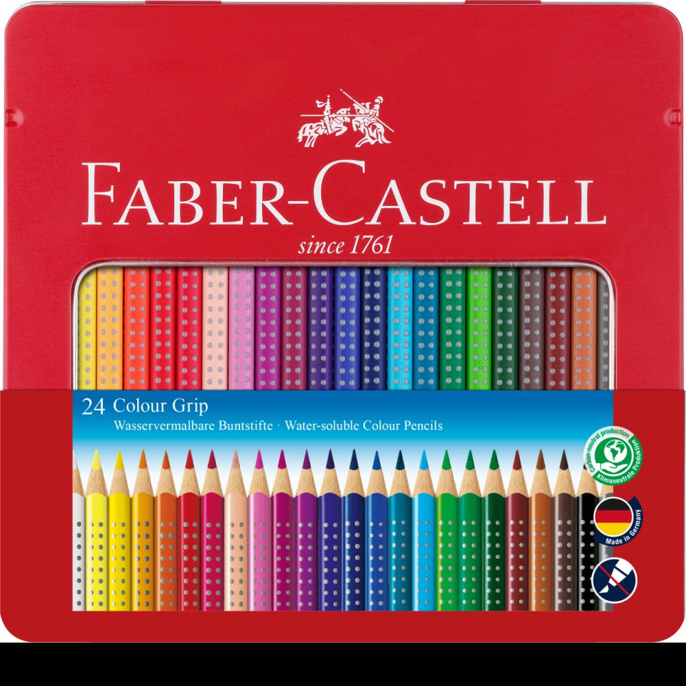 CREIOANE COLORATE 24 CULORI CUTIE METAL GRIP 2001 FABER-CASTELL