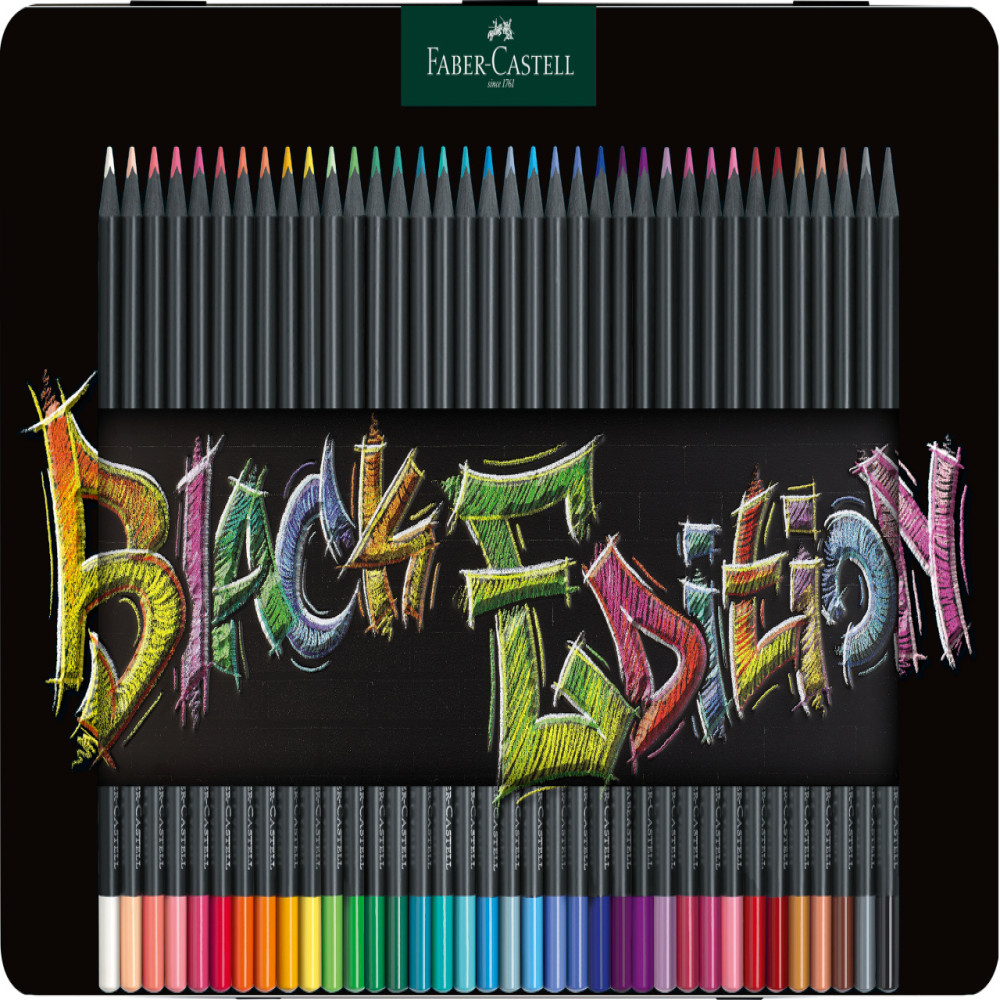 Creioane Colorate 36 Culori Black Edition Cutie Metal Faber-castell