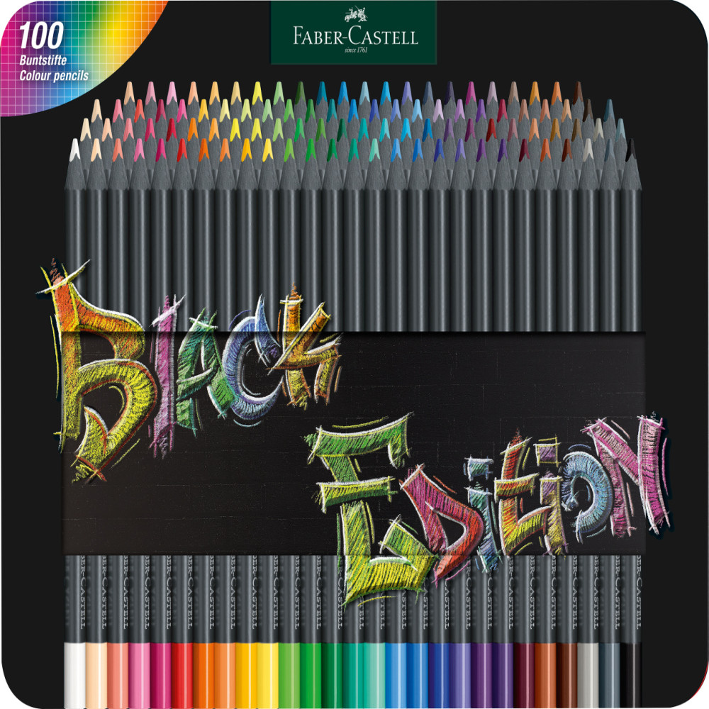 Creioane Colorate 100 Culori Black Edition Cutie Metal Faber-castell