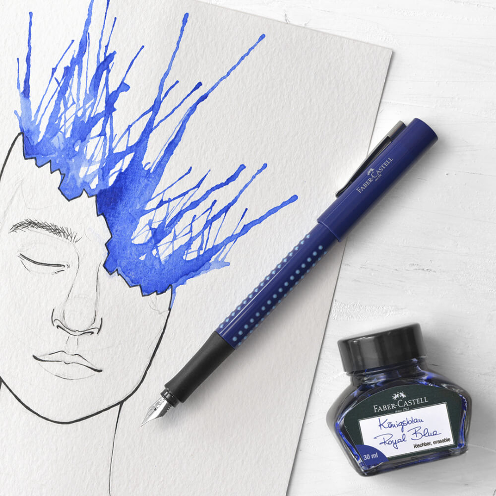 Calimara cu Cerneala Faber-Castell, Albastra, 30 ml, Cerneala Stilou, Cerneala pentru Stilou, Cerneala Calimara Stilou, Cerneala de Stilou, Cerneala pentru Stilou, Cerneala Stilou Faber-Castell, Cerneala Stilouri Faber-Castell