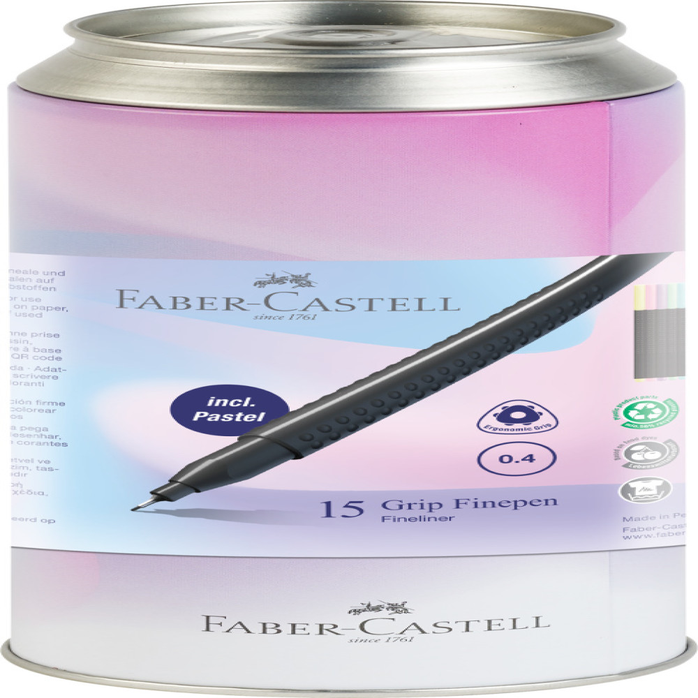 Liner 0.4 Mm Set 15 Bucati Promo Cutie Metal Faber-castell