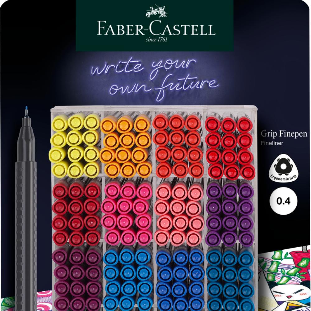 DISPLAY 300 BUC LINER GRIP 0.4MM DIVERSE CULORI FABER-CASTELL