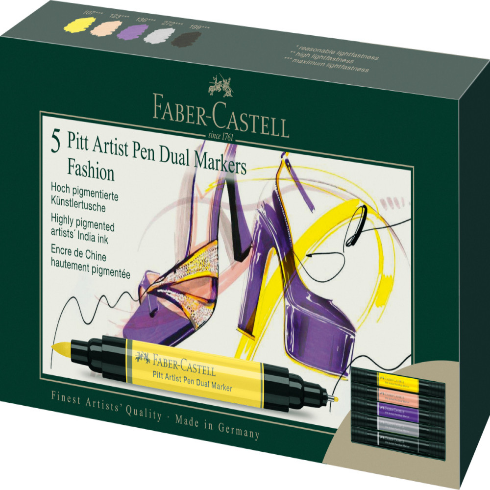 Pitt Artist Pen Dual Marker Set 5 Buc Fashion Faber-castell Pitt Artist Pen Dual Marker Set 5 Buc Fashion Faber-castell