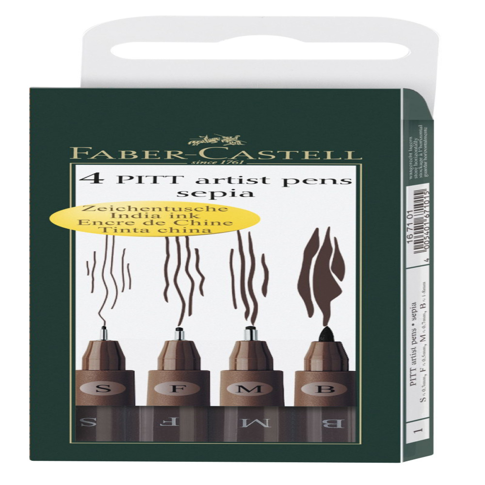 Pitt Artist Pen Set 4 Buc Sepia Faber-castell