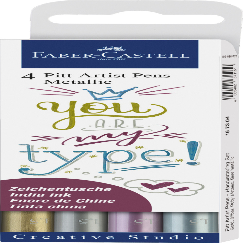 Pitt Artist Pen Set 4 Buc Metalizate Faber-castell