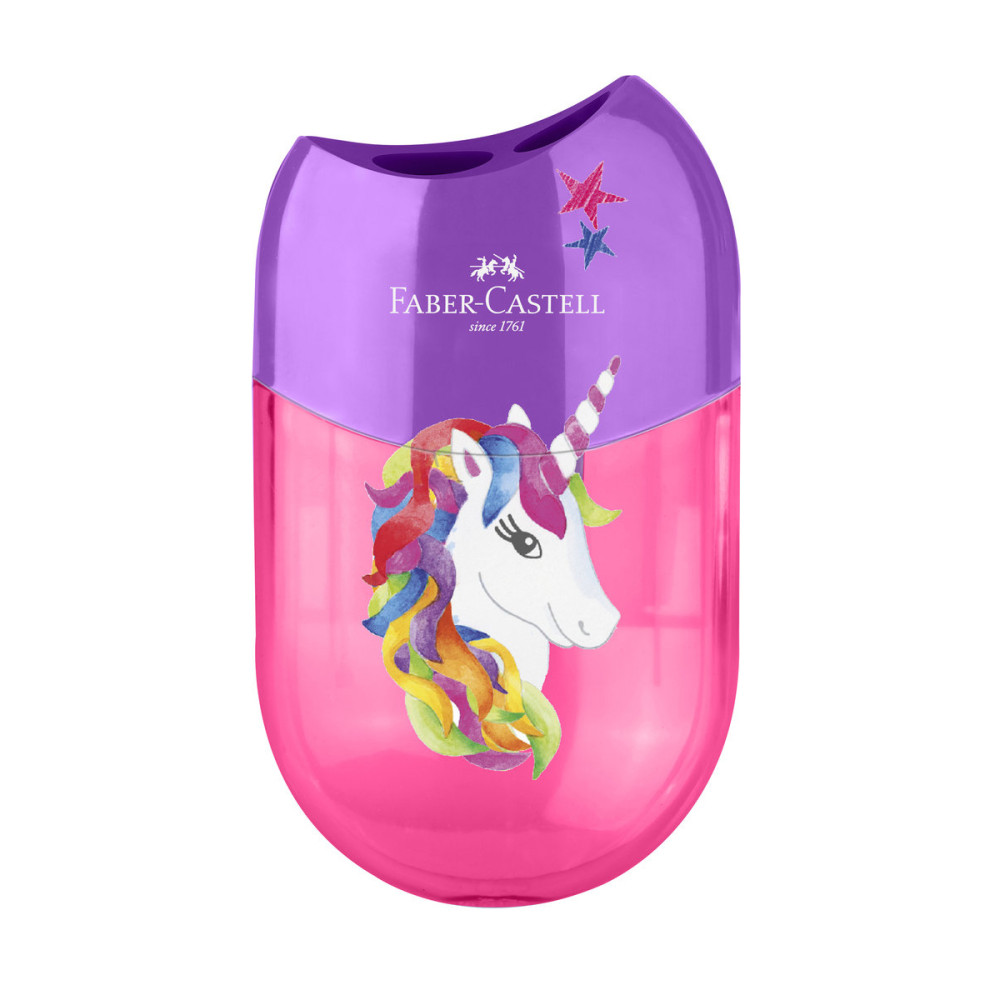 Ascutitoare Plastic Dubla Cu Container Unicorni Faber-castell