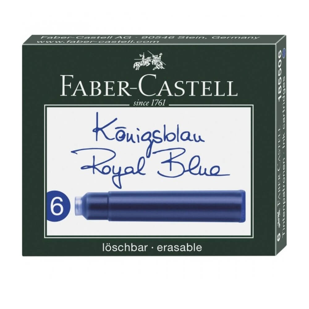 Set 6 Cartuse cu Cerneala Faber-Castell, Albastra, Cartuse Cerneala, Rezerva Cerneala, Patorane Cerneala, Mine Stilou, Mine pentru Stilou, Mine de Stilou, Cartuse Stilou, Rezerva Cartuse Stilou, Rezerva Cerneala Stilou