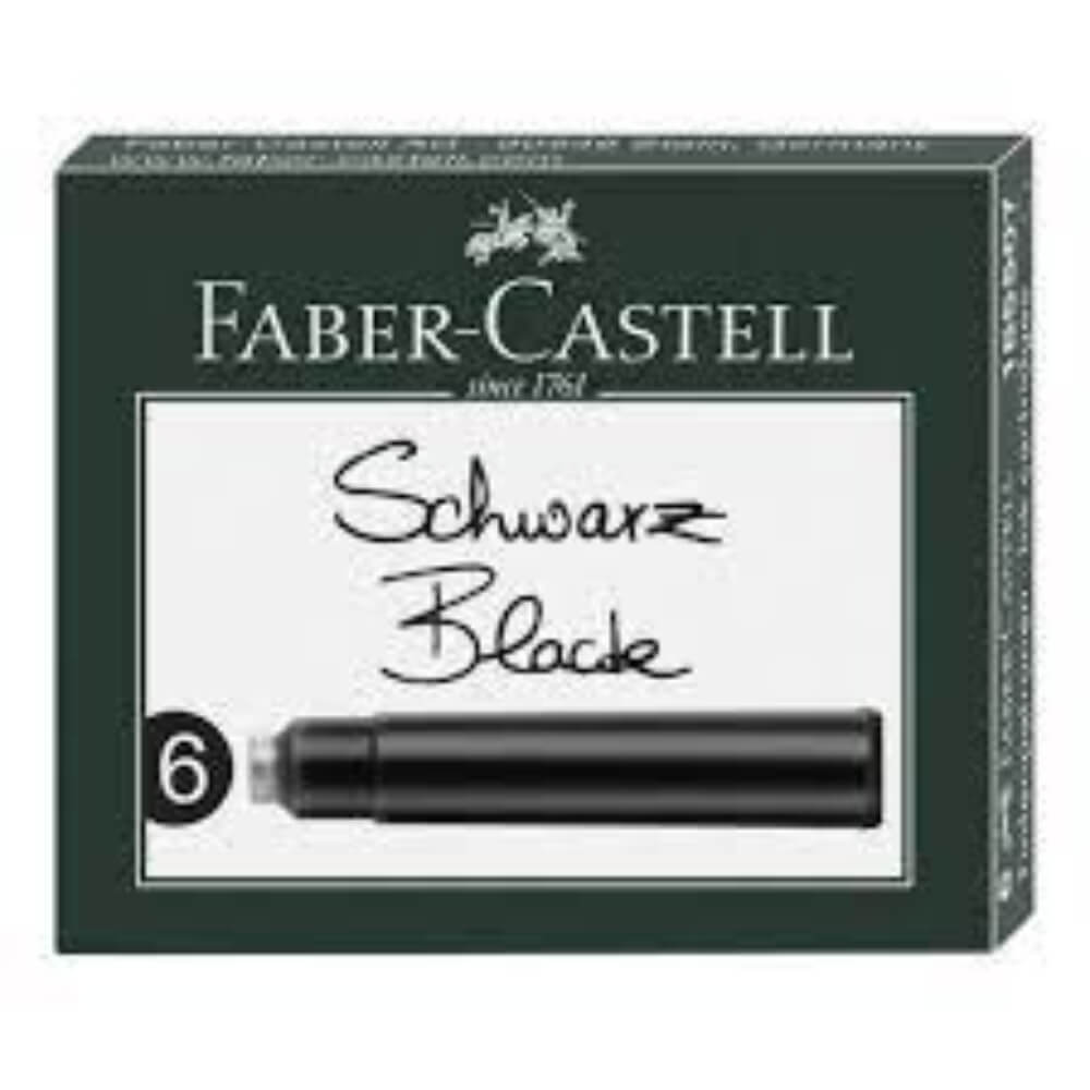 Set 6 Cartuse cu Cerneala Faber-Castell, Neagra, Cartuse Cerneala, Rezerva Cerneala, Patorane Cerneala, Mine Stilou, Mine pentru Stilou, Mine de Stilou, Cartuse Stilou, Rezerva Cartuse Stilou, Rezerva Cerneala Stilou