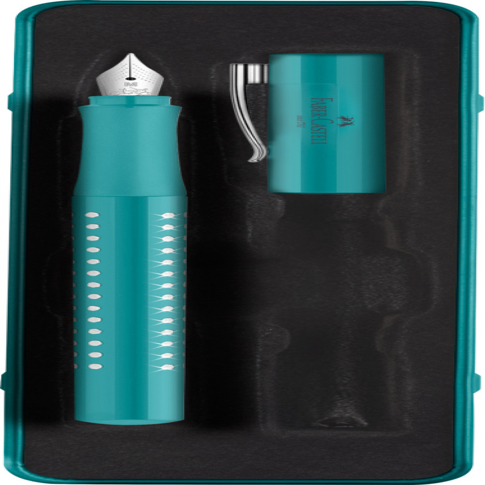 Set Cadou Stilou Sparkle Turcoaz Ocean Metalic M Faber-castell