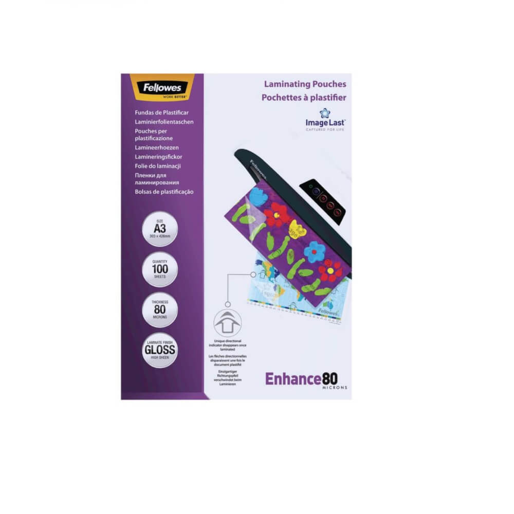 Folie A3 pentru Laminare Fellowes, 80 Microni, 100 Folii/Top, Folie Laminare, Folii pentru Laminare, Set Folii Laminare, Top Folii Laminare, Folie pentru Laminat, Folii pentru Laminat, Folie de Laminare, Folii de Laminare