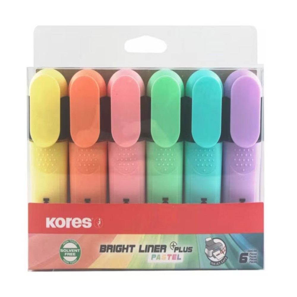 Textmarker Set 6 Pastel Cutie Plastic Kores Textmarker Set 6 Pastel Cutie Plastic Kores