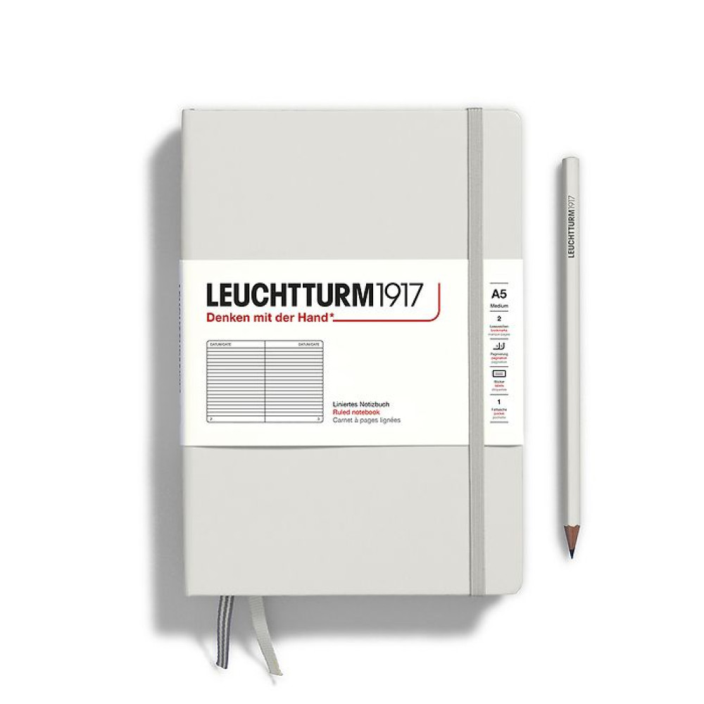 Caiet A5 Dictando Coperta Rigida Gri Deschis Leuchtturm