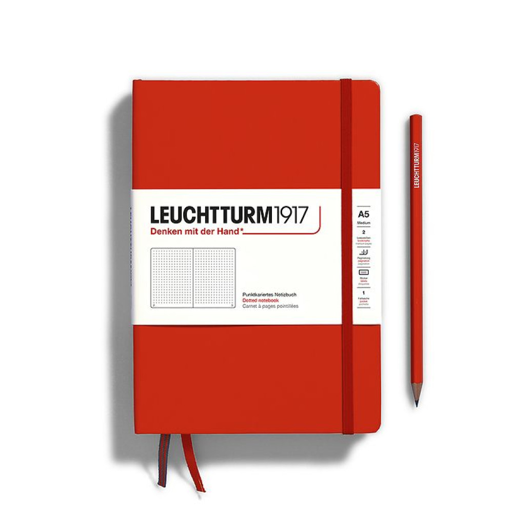 Caiet A5 Punctat Coperta Rigida Rosu Inchis Leuchtturm