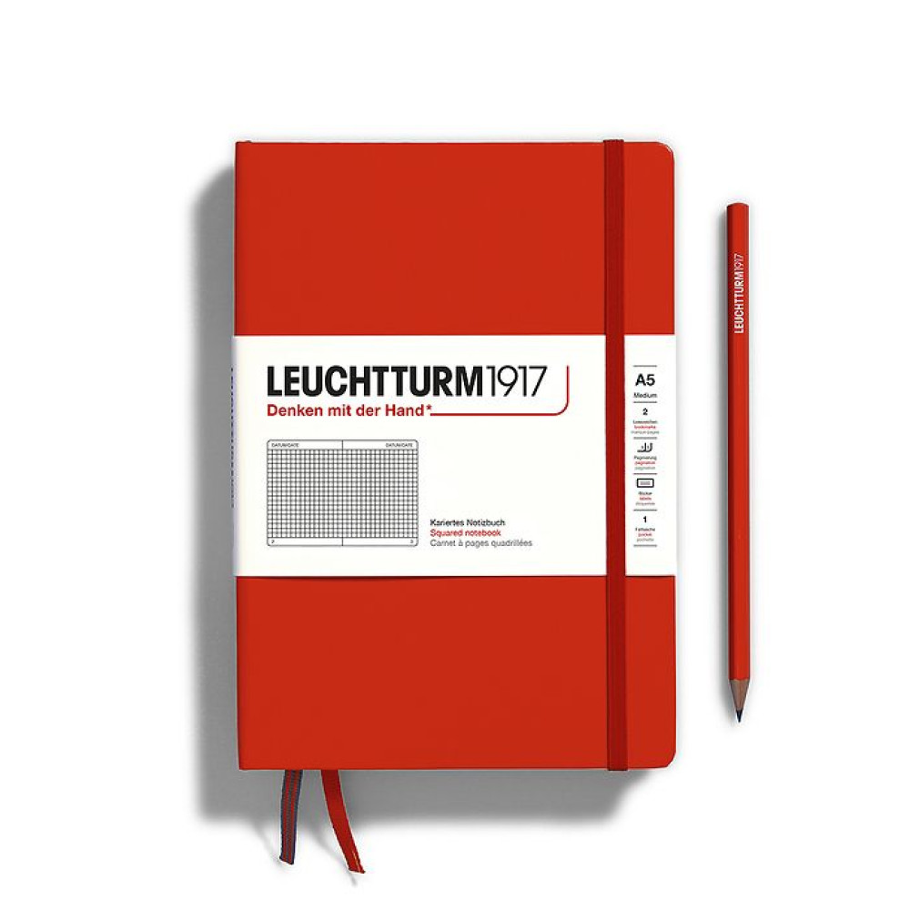 Caiet A5 Aritmetica Coperta Rigida Rosu Inchis Leuchtturm