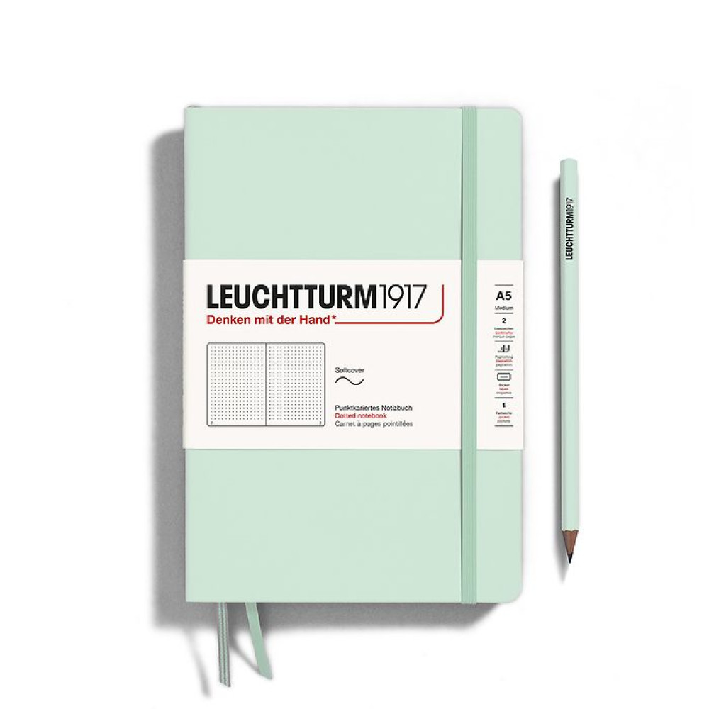 Caiet A5 Punctat Coperta Flexibila Verde Menta Leuchtturm
