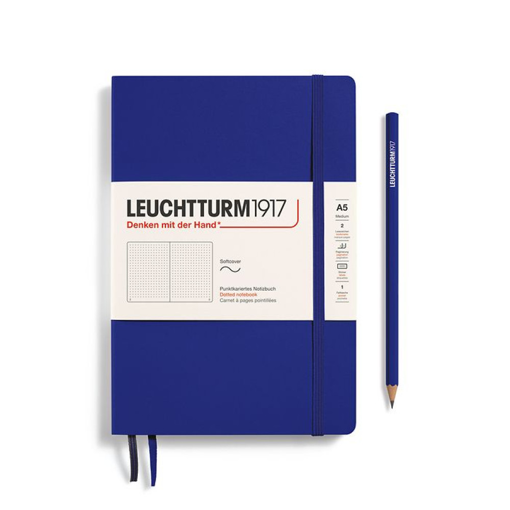 Caiet A5 Punctat Coperta Flexibila Albastru Cerneala Leuchtturm