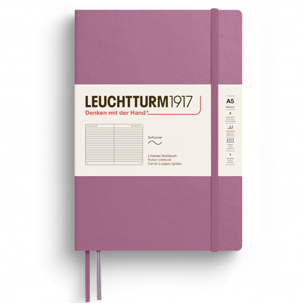 Caiet A5 Dictando Coperta Flexibila Dusty Rose Leuchtturm